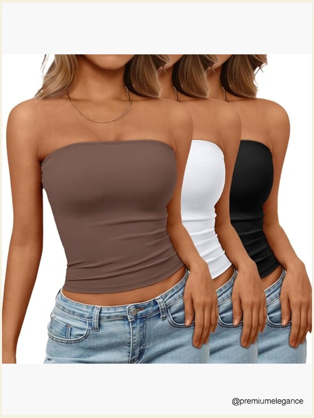 3 Pack Strapless Bandeau Crop Tube Tops Going Out Summer Tanks